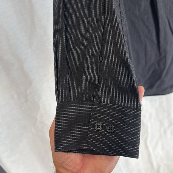 Men’s Large Calvin Klein button up dress shirt Black with white accent New WOT - Picture 6 of 7
